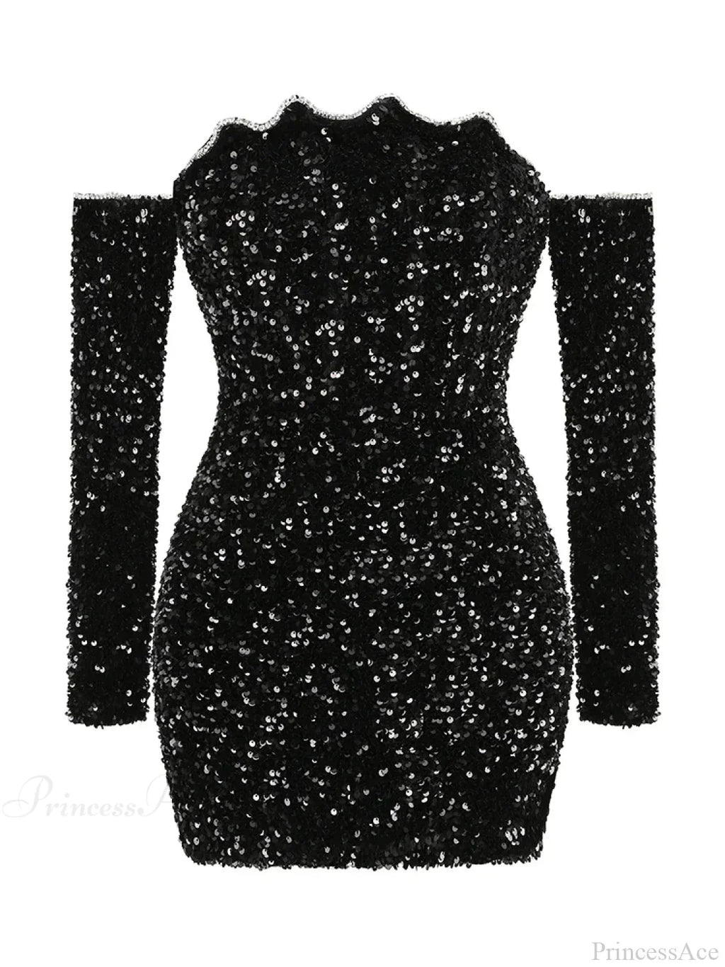 Sexy Slash Neck Long Sleeve Sparkling Sequins Dress Off Shoulder Party Dress image 7