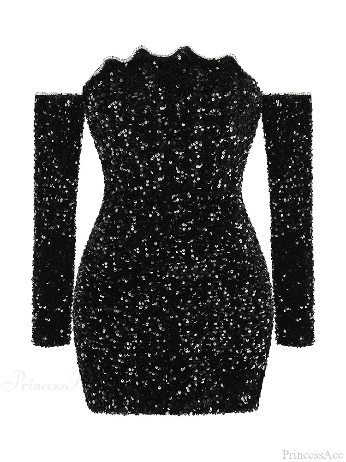 Sexy Slash Neck Long Sleeve Sparkling Sequins Dress Off Shoulder Party Dress image 7