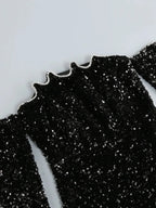 Sexy Slash Neck Long Sleeve Sparkling Sequins Dress Off Shoulder Party Dress image 4