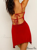 Sexy Slash Neck Summer A line Spaghetti Mini Dress image 4