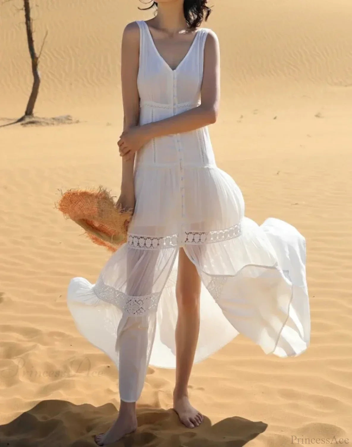 Sexy Sleeveless Deep V-neck Tank Maxi Dress Cotton Long Summer Dress image 4