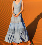 Sexy Sleeveless Deep V-neck Tank Maxi Dress Cotton Long Summer Dress image 6