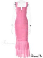 Sexy Sleeveless Strap Evening for Women Low Cut Ruched Bodycon Elegant Mermaid Party Vestidos image 10