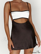 Sexy Sleeveless Strap Patchwork Hollow Out Backless Mini Dress image 1