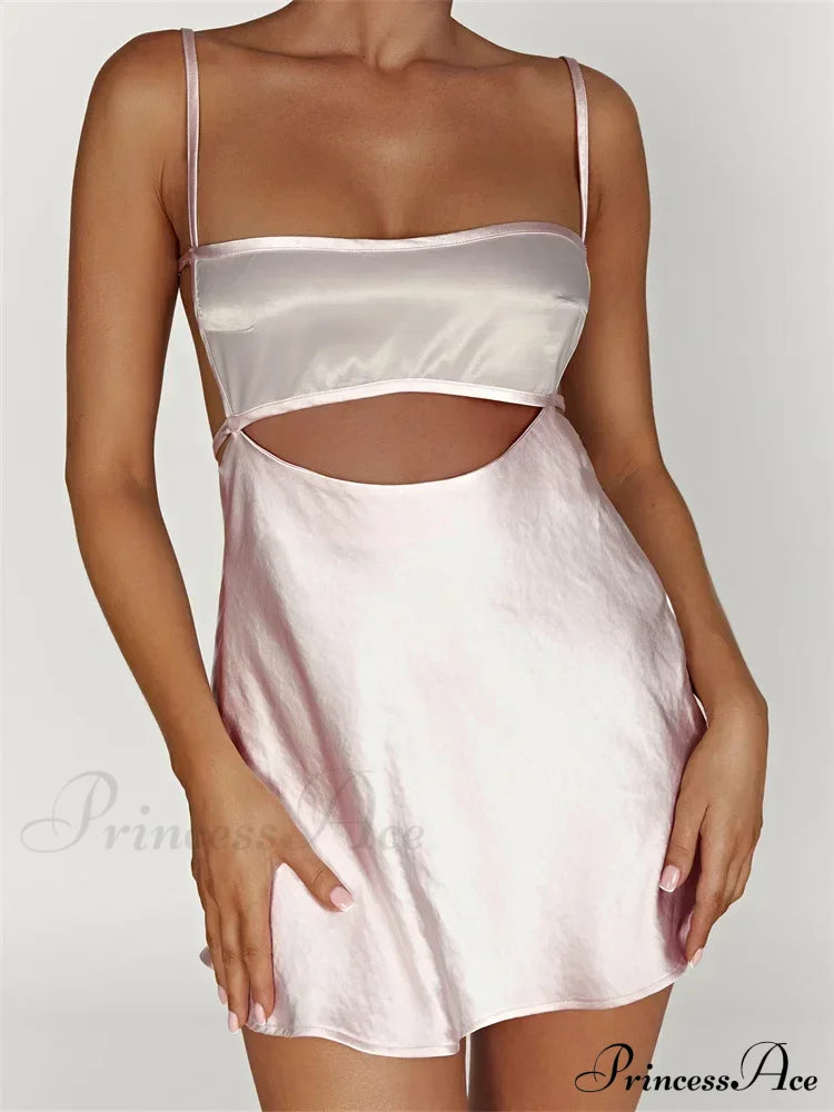 Sexy Sleeveless Strap Patchwork Hollow Out Backless Mini Dress image 4