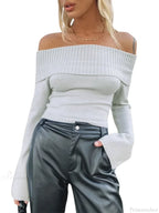 Sexy Slim Crop Off Shoulder Sweater image 2