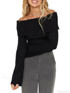 Sexy Slim Crop Off Shoulder Sweater image 3