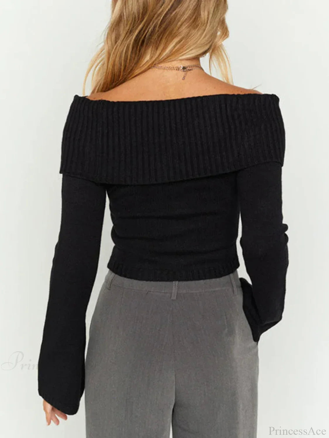 Sexy Slim Crop Off Shoulder Sweater image 4