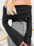 Sexy Slim Crop Off Shoulder Sweater image 6