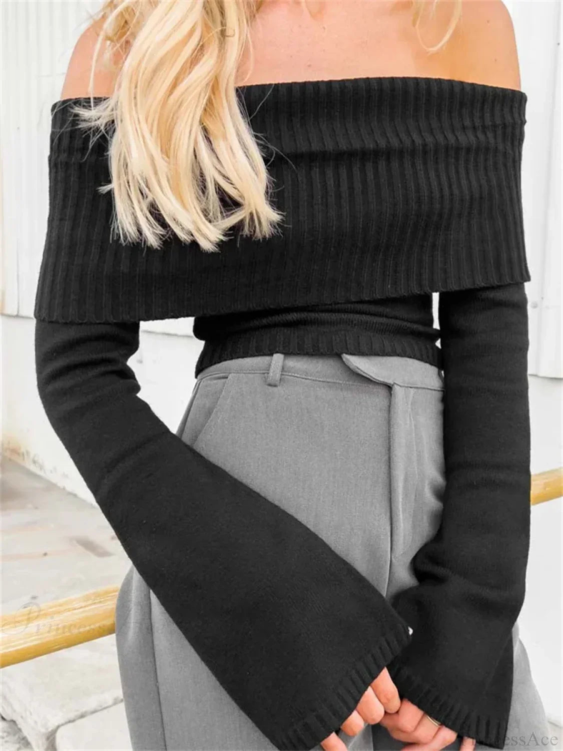 Sexy Slim Crop Off Shoulder Sweater image 6