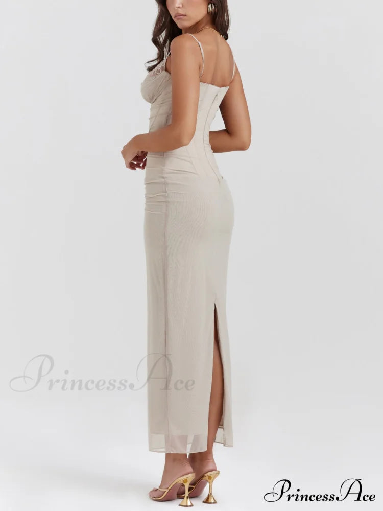 Sexy Slim Fit Hip-Hugging Graceful Slit Mesh Long Skirt image 4