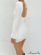 Sexy Solid Bodycon Solid Color Long Sleeve Spring Mini Dress image 2