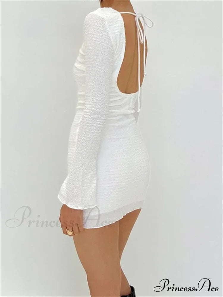 Sexy Solid Bodycon Solid Color Long Sleeve Spring Mini Dress image 2
