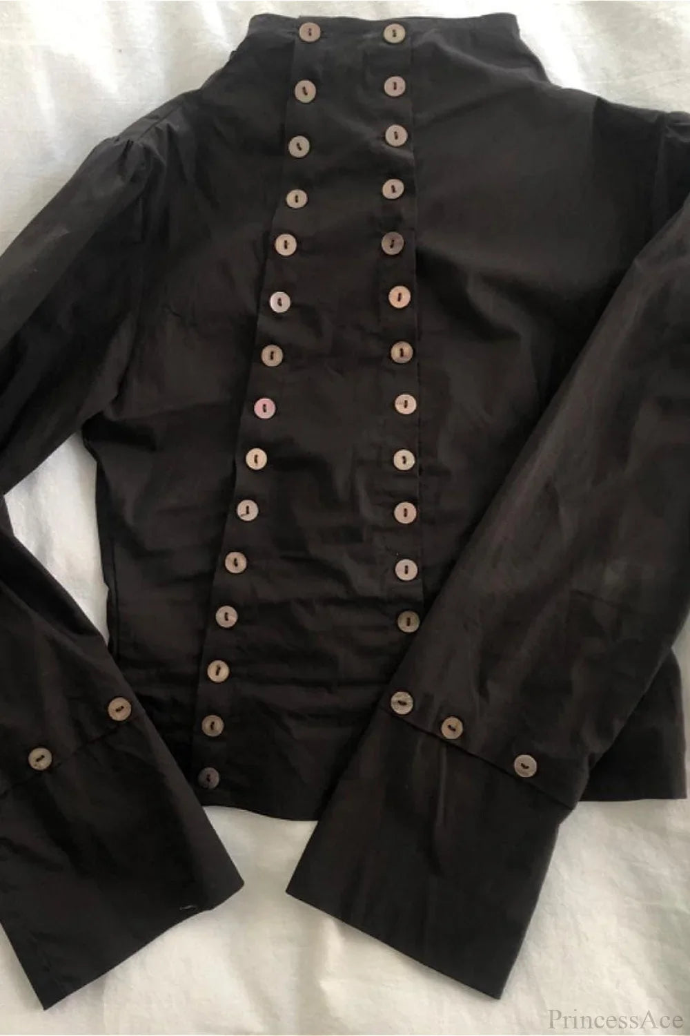 Sexy Solid Button Slim Round Neck Long Sleeve Tee image 3