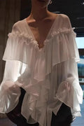 Sexy Solid Color Batwing Off-the-Shoulder Long Sleeve Blouse image 1