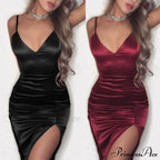 Sexy Solid V-Neck Bodycon Sleeveless Mini Dresses image 2