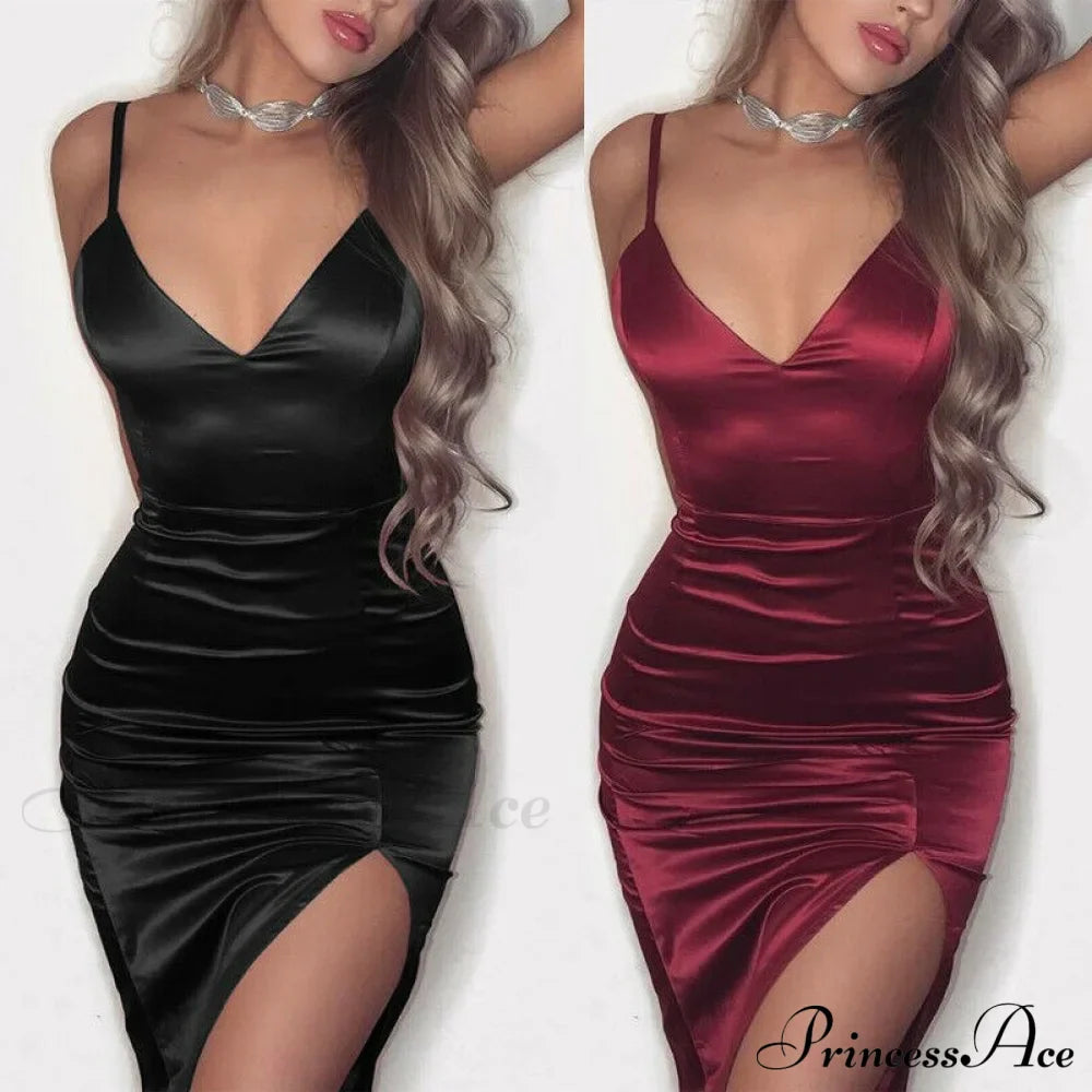 Sexy Solid V-Neck Bodycon Sleeveless Mini Dresses image 2