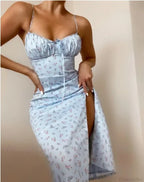 Sexy Spaghetti Strap Slit Floral Beach Party Dress image 7