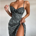 Sexy Spaghetti Strap Slit Floral Beach Party Dress image 13