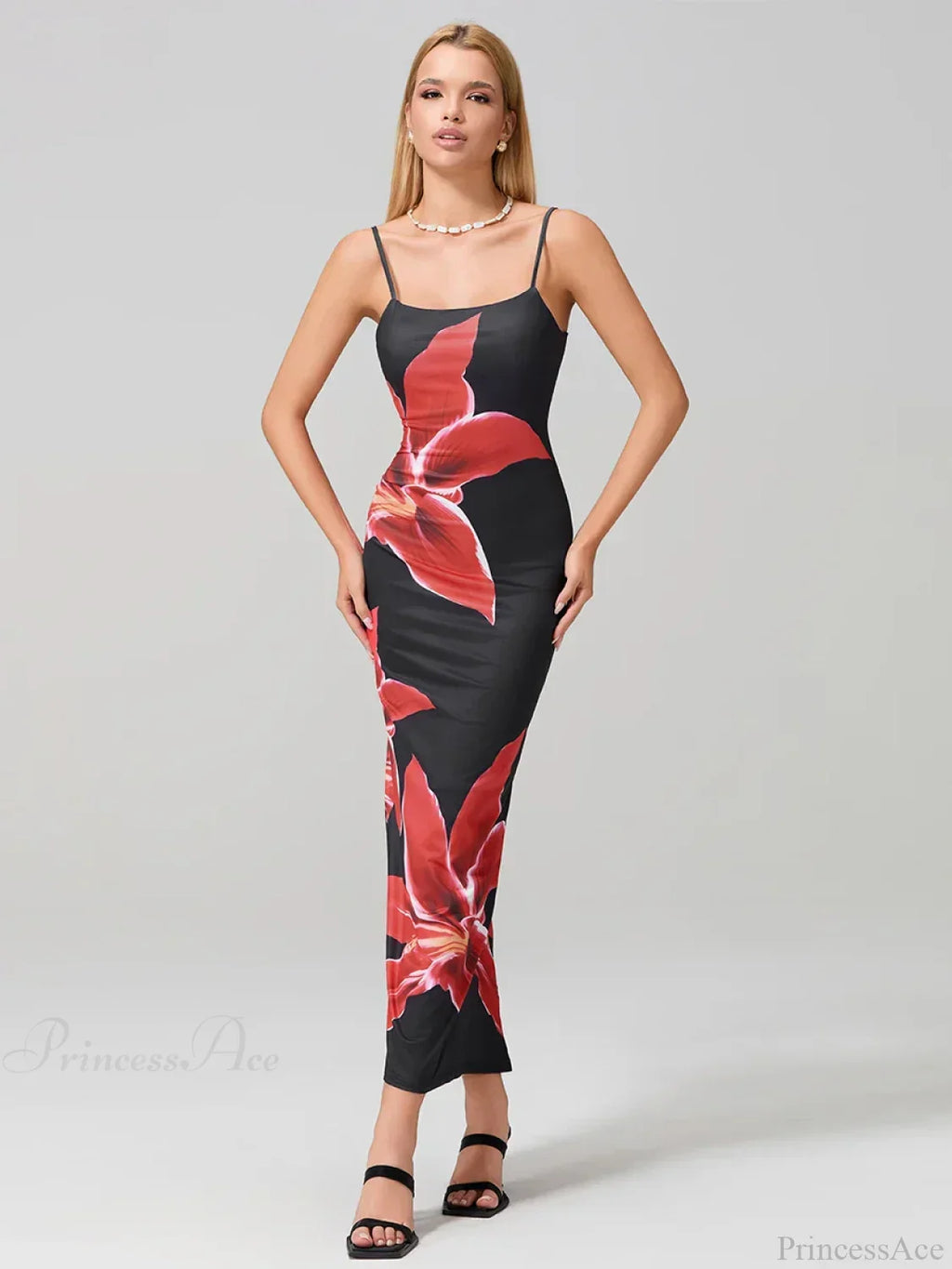 Sexy Spaghetti Straps Bodycon O-neck Wrap Cami Floral Dress image 4