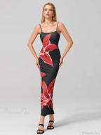 Sexy Spaghetti Straps Bodycon O-neck Wrap Cami Floral Dress image 4