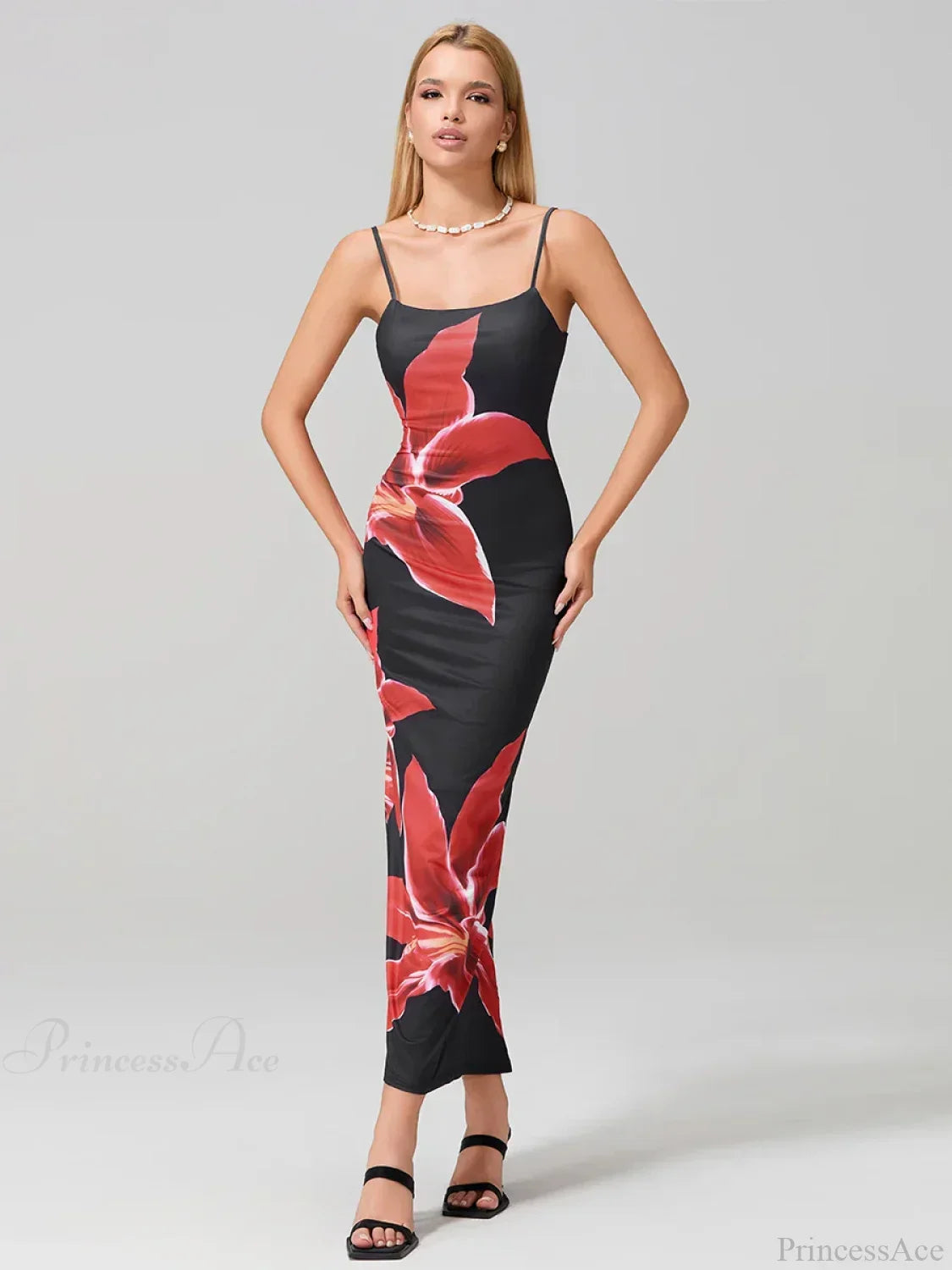 Sexy Spaghetti Straps Bodycon O-neck Wrap Cami Floral Dress image 4