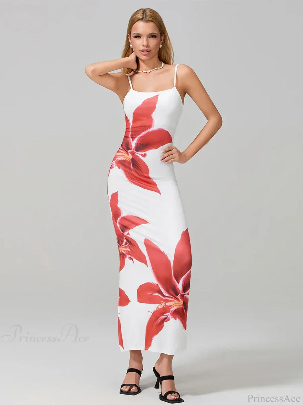 Sexy Spaghetti Straps Bodycon O-neck Wrap Cami Floral Dress image 6