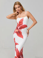 Sexy Spaghetti Straps Bodycon O-neck Wrap Cami Floral Dress image 5