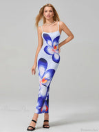 Sexy Spaghetti Straps Bodycon O-neck Wrap Cami Floral Dress image 1