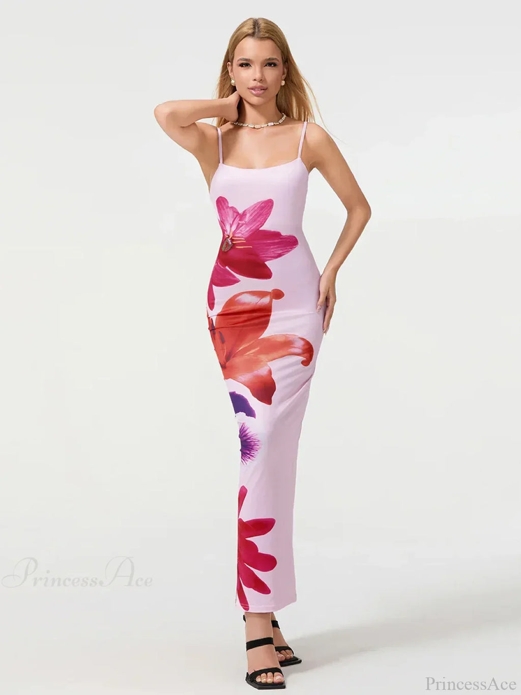 Sexy Spaghetti Straps Bodycon O-neck Wrap Cami Floral Dress image 7