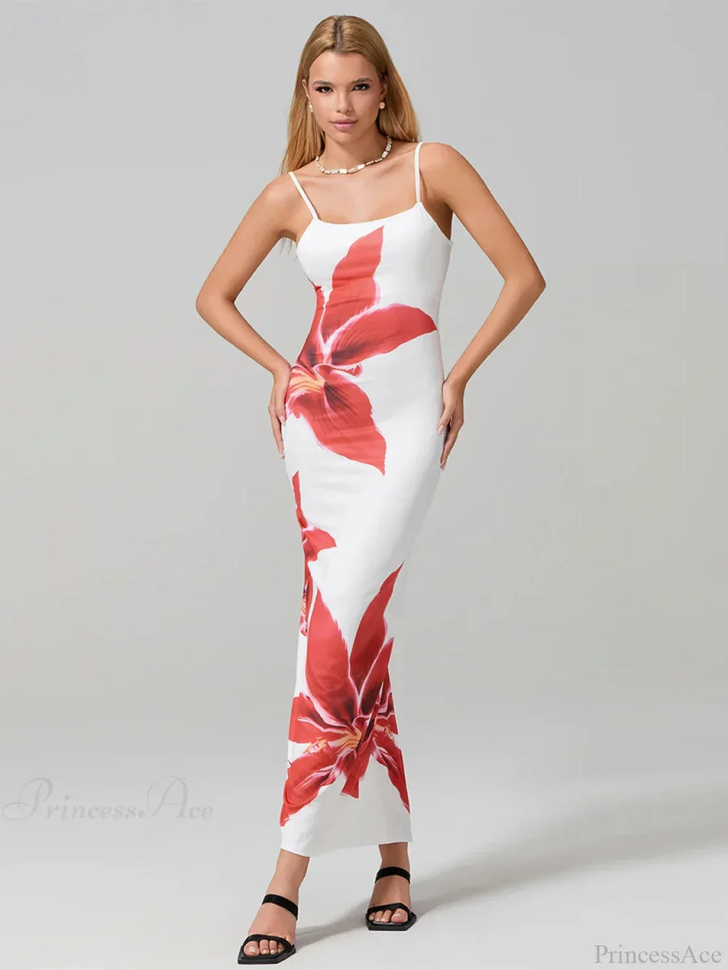 Sexy Spaghetti Straps Bodycon O-neck Wrap Cami Floral Dress image 8