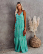 Sexy Split Big Hem Strapless Sleeveless Green Maxi Boho Dress image 1