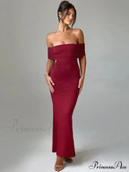 Sexy Strapless Backless Maxi Dress - Solid Off-shoulder Sleeveless Bodycon Party Dress image 4