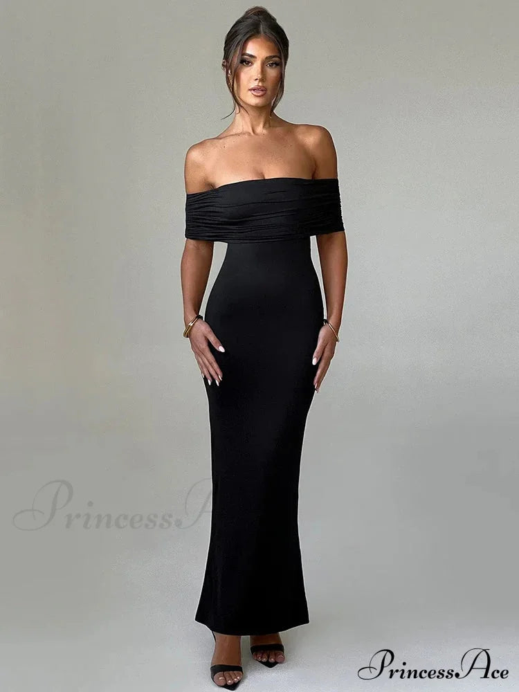 Sexy Strapless Backless Maxi Dress - Solid Off-shoulder Sleeveless Bodycon Party Dress image 2