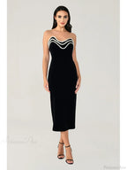 Sexy Strapless Diamonds Chain Bandage Black Sleeveless Backless Party Dress image 5