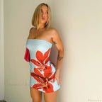 Sexy Strapless Floral Print High Waist Mini Dress image 3