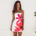 Sexy Strapless Floral Print High Waist Mini Dress image 9