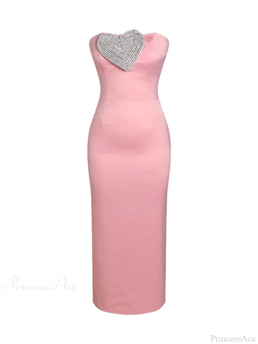Sexy Strapless Heart Crystal Design Long Pink Sleeveless Diamonds Elegant Party Dress image 7