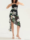 Sexy Strapless Ruffle Tassel Mini Floral Dress image 7