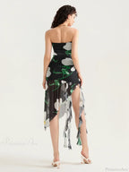 Sexy Strapless Ruffle Tassel Mini Floral Dress image 3