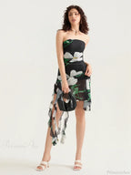 Sexy Strapless Ruffle Tassel Mini Floral Dress image 5