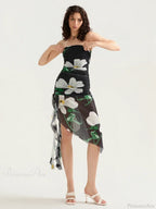 Sexy Strapless Ruffle Tassel Mini Floral Dress image 1