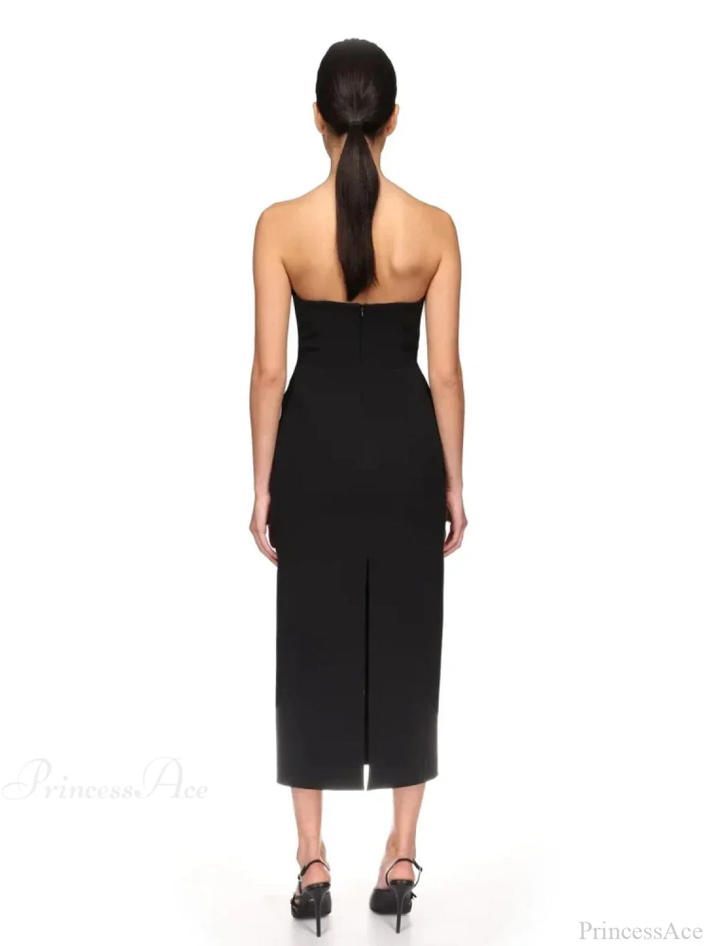 Sexy Strapless V Neck Diamonds Bandage Black Sleeveless Party Dress image 6
