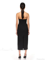 Sexy Strapless V Neck Diamonds Bandage Black Sleeveless Party Dress image 6