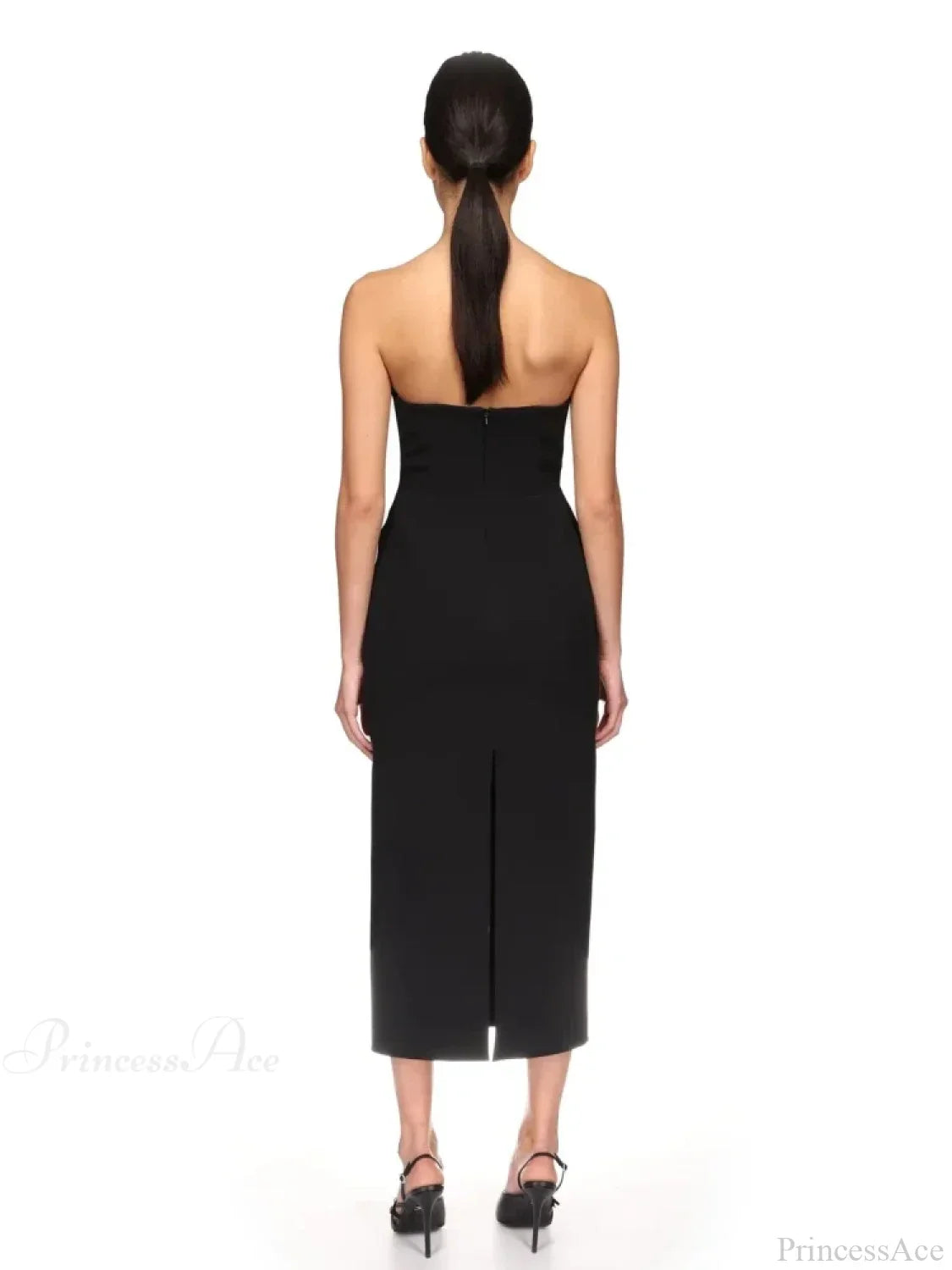 Sexy Strapless V Neck Diamonds Bandage Black Sleeveless Party Dress image 6