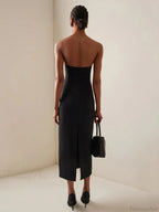 Sexy Strapless V Neck Diamonds Bandage Black Sleeveless Party Dress image 3