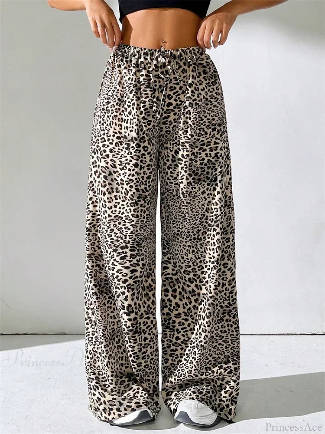 Sexy Striped Side Split Tie-Up Wide-Leg Sweatpant image 1