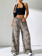Sexy Striped Side Split Tie-Up Wide-Leg Sweatpant image 3