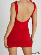 Sexy Summer Backless Flower Patchwork Tassels Sleeveless Party Mini Dress image 2