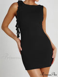 Sexy Summer Backless Flower Patchwork Tassels Sleeveless Party Mini Dress image 7